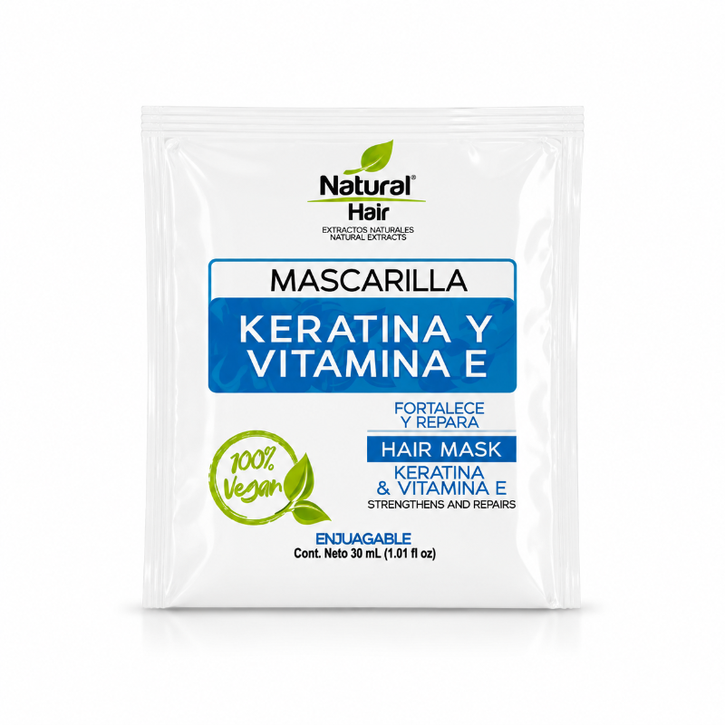 Sachet Keratina y Vitamina E Natural hair X30ml