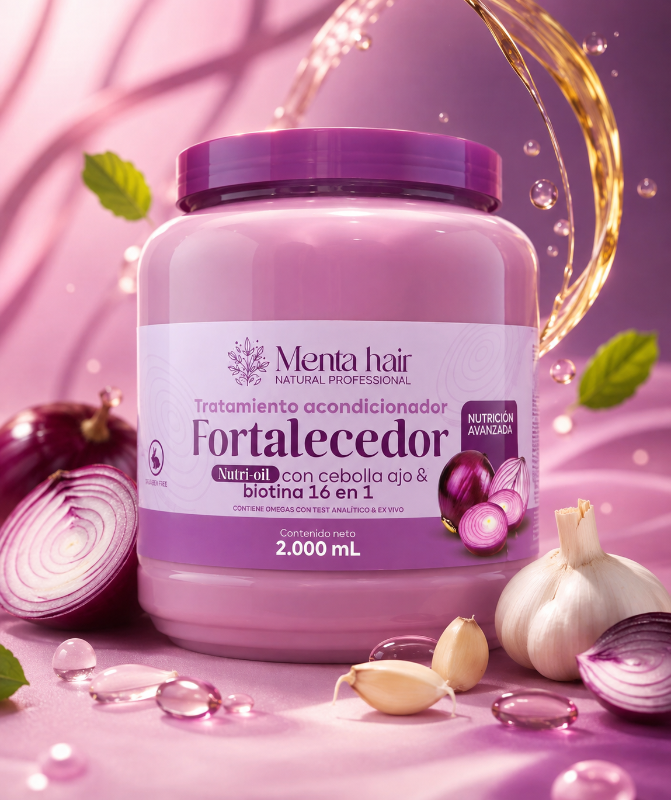 Tratamiento Acondicionador Fortalecedor nutrioil con cebolla ajo y biotina 16 en 1 - X2.000ml