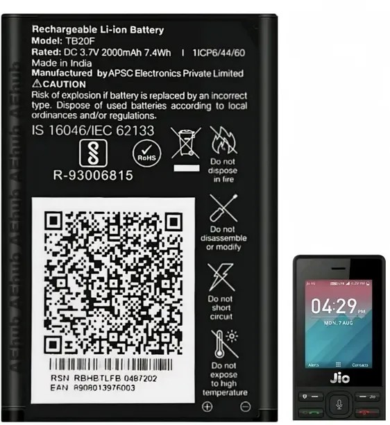 JIo Mobile Battery For Jio Keypad Mobile Battery/RBTSN37V06