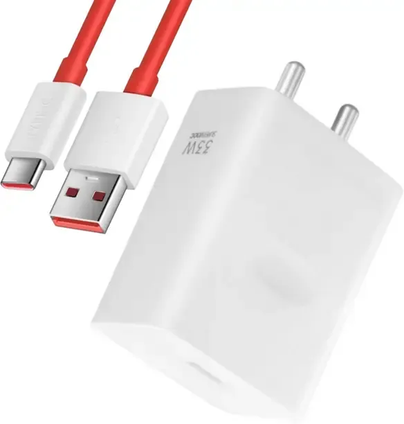 JCA 33 W SuperVOOC 6 A Wall Charger for Mobile with Detachable Cable (White, Red, Cable Included)