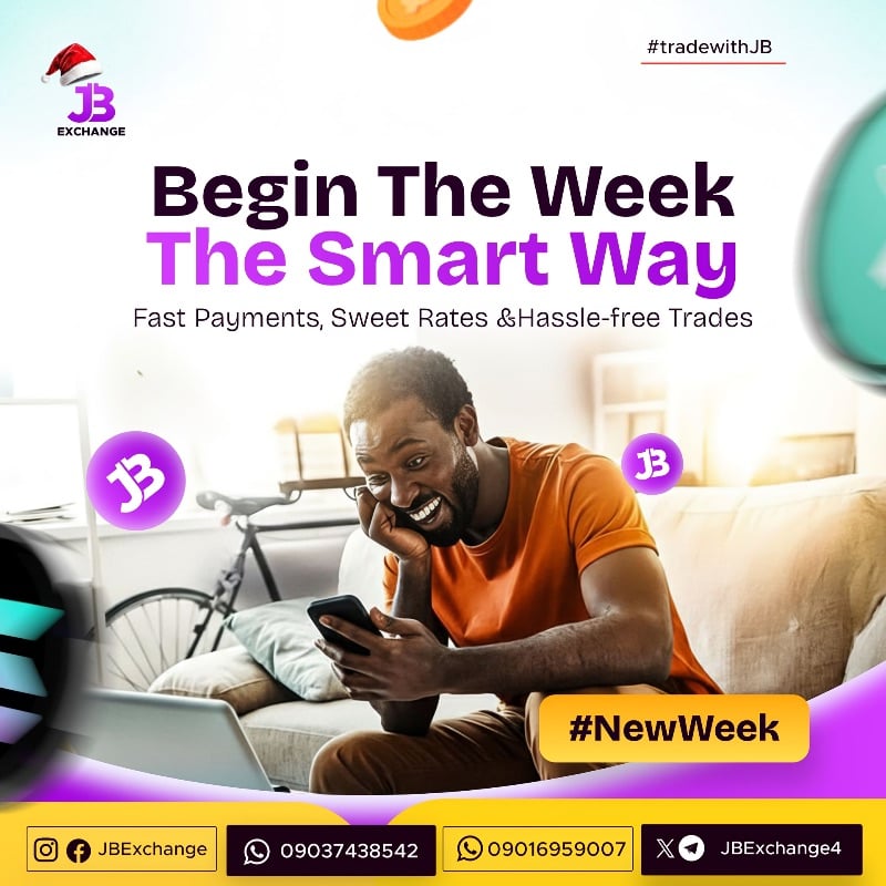💰 Start the week smart with JB Exchange! Fast payments, sweet rates, and hassle-free trades, your go-to for seamless crypto exchanges.