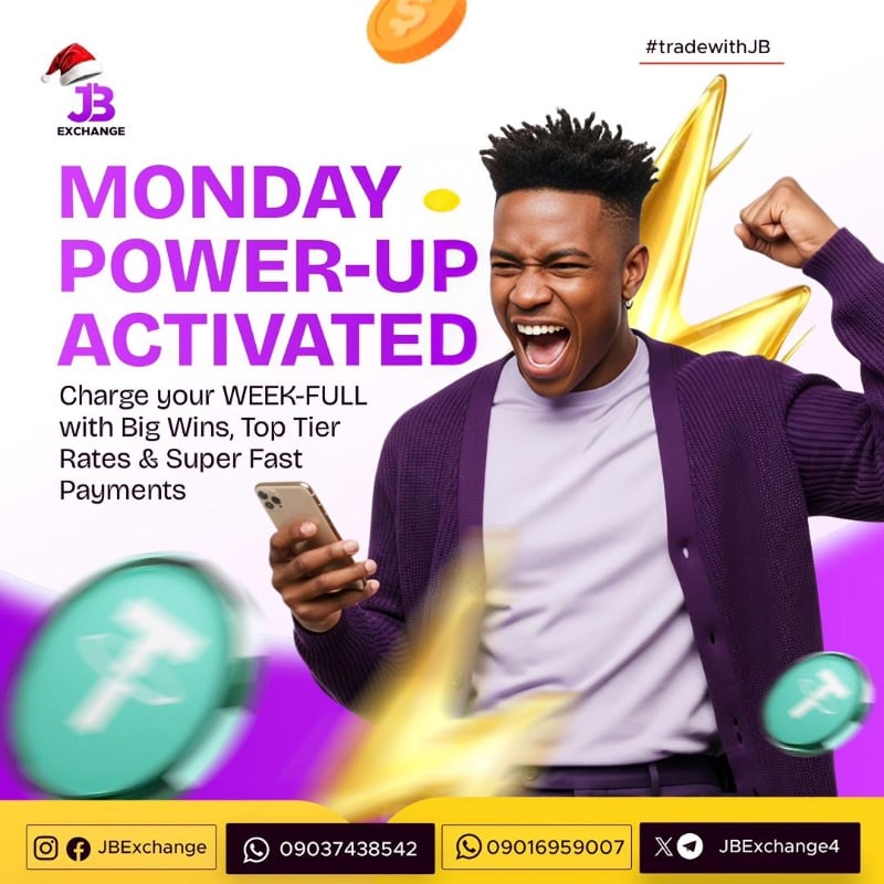 🎉 FAST. SWEET. RELIABLE. That's JB Exchange EVERYDAY! 🚀
Tired of wahala, delays, and long talks when trading your crypto or gift cards? 😩 Say goodbye to all that! At JB Exchange, you get:
✅ The BEST rates in the game
✅ Instant payments – straight to your account, no stories!
✅ 100% secure transactions
✅ 24/7 customer support ready to help