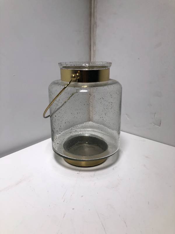 Metal & Bubble Glass Lantern