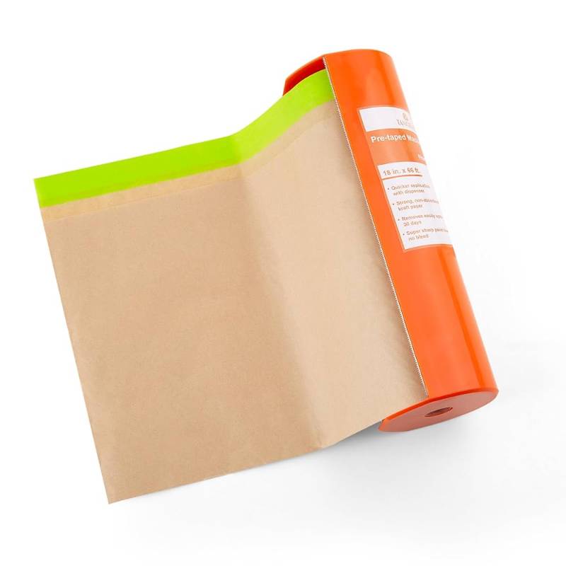 PRE TAPED MASKING PAPER WITH DISPENSER 18 Inches