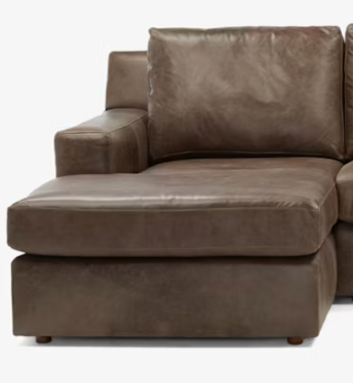 Milo Leather Single Arm Chaise - Left