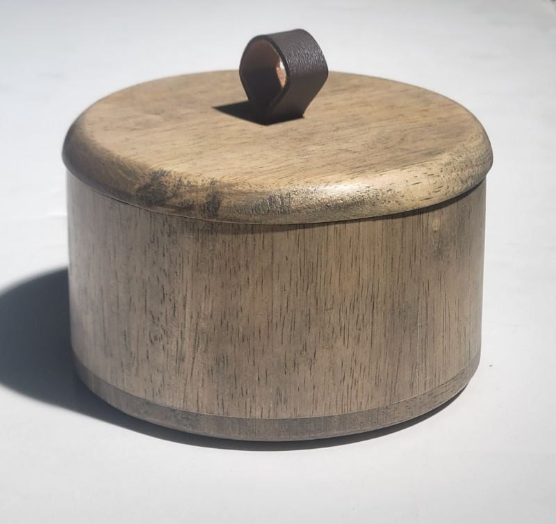 Wooden Canister Leather Strap