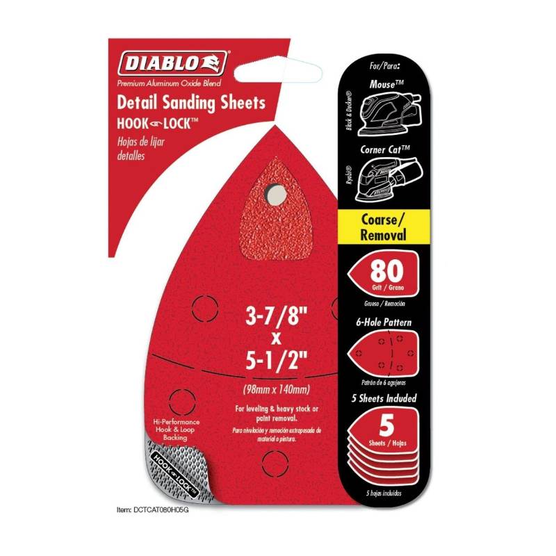 DIABLO DETAIL SANDING SHEETS FOR MOUSE OR CORNER CAT 80 GRIT