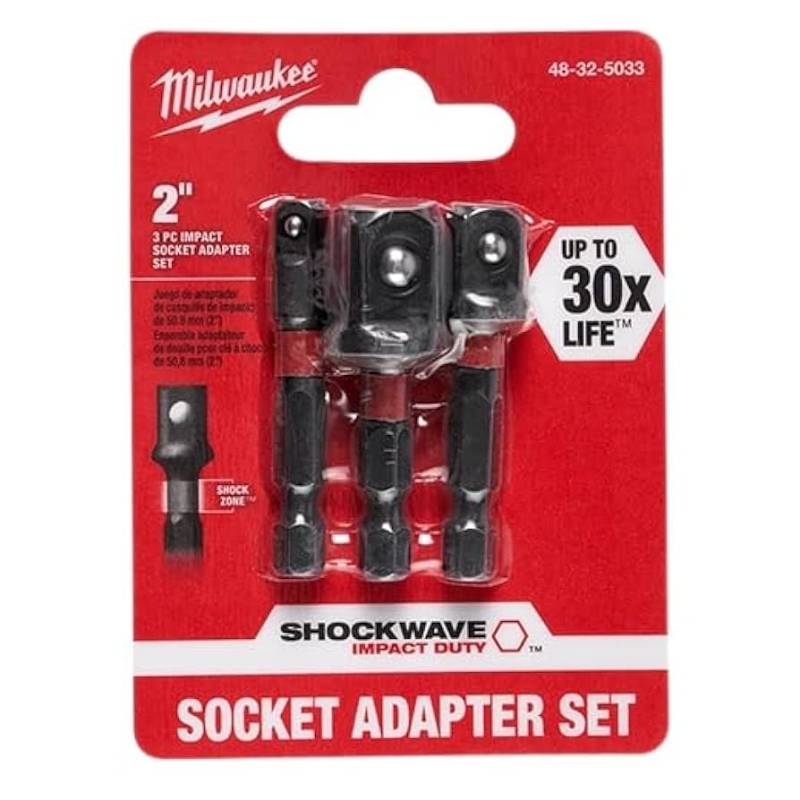 SOCKET ADAPTERS - MILWAUKEE SICKET ADAPTERS 1/4 - 3/8 - 1/2 Inch