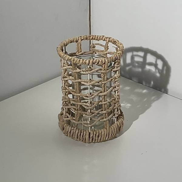 Rattan Glass Candle Holder