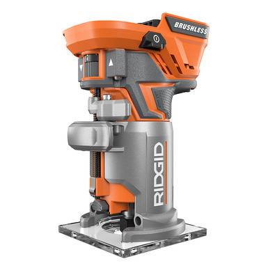 RIDGID R86044B 18V Lithium Ion Cordless Brushless 1/4 Inch Compact Router w/ Depth Adjusting