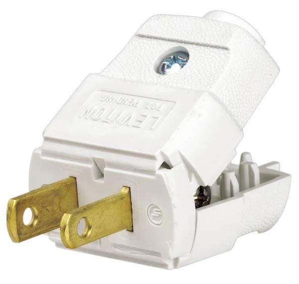 CORD PLUG - LEVINGTON 15A 125V HINGED CORDED PLUG WHITE