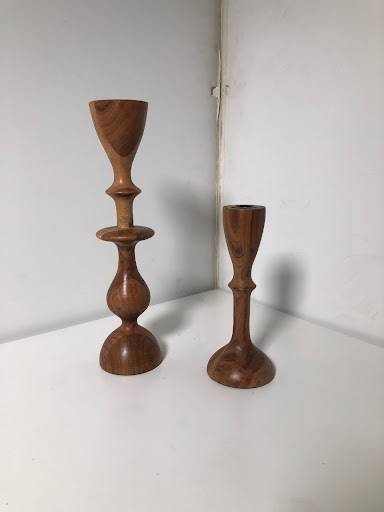 Natural Taper Wood Holder Set
