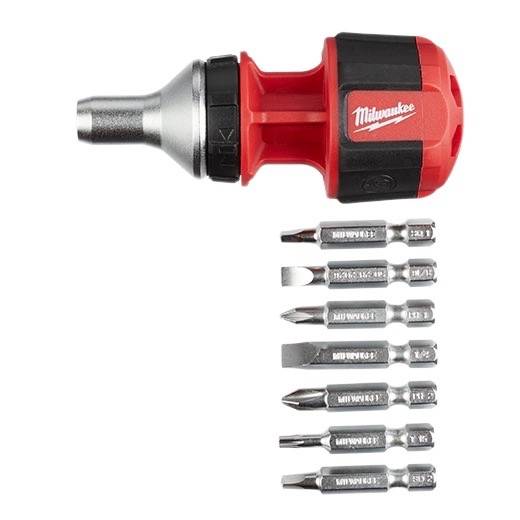 SCREWDRIVER - MILWAUKEE 8 IN 1 COMPACT RATCHETING MULTI BIT SCRWDRIVER