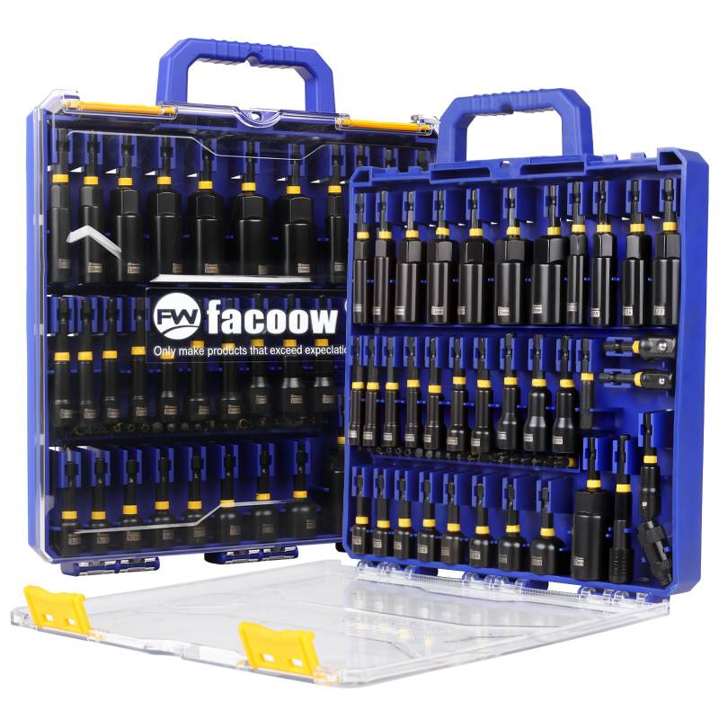 DRIVER SET - FACOOW IMPACT NUT DRIVER SET 1/4 DRIVE 55 PC TOOLS SET