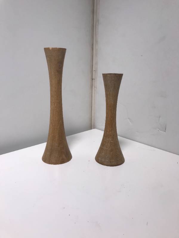 Flared White Washed Taper Holder