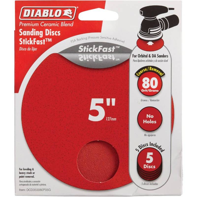 DIABLO SANDING DISKS STICKFAST FOR ORBITAL SANDER 80 GRIT