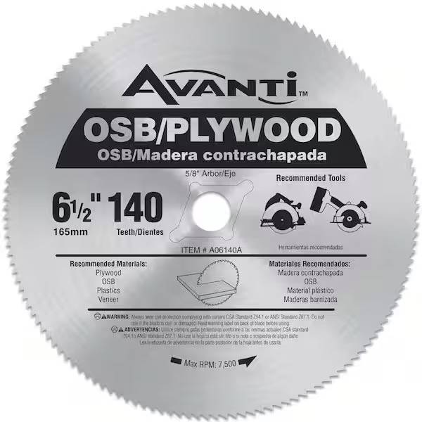 CIRCULAR BLADE - AVANTI PLASTICS CIRCULAR SAW BLADE 140 TEETH 6 1/2 Inch