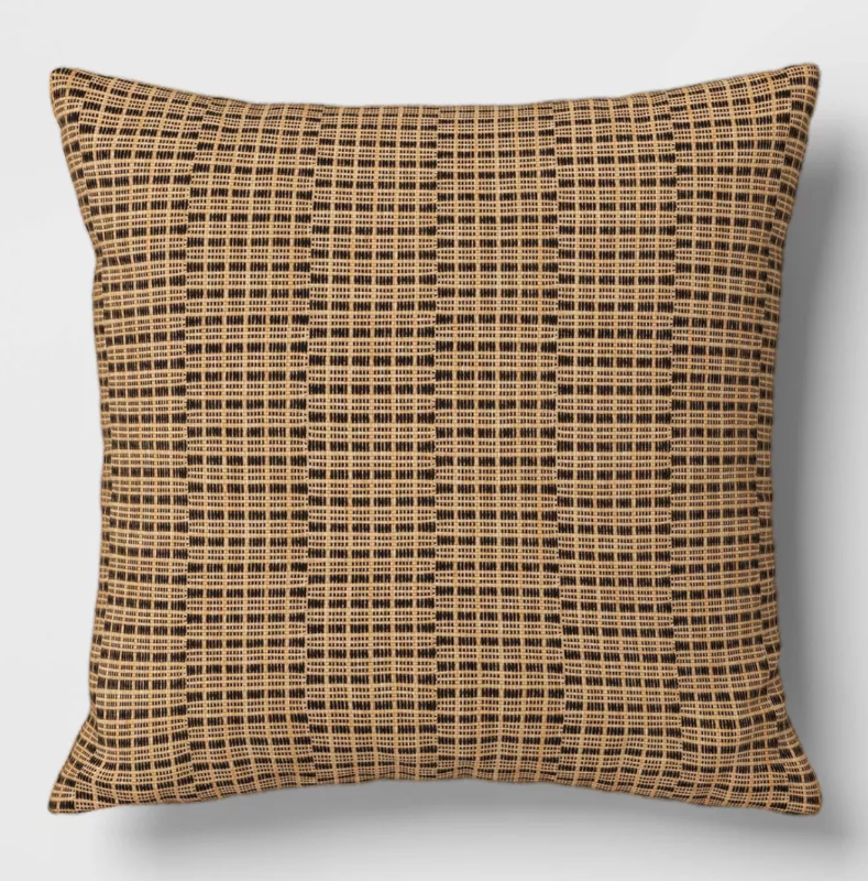 Textural Woven Square Outdoor Throw Pillow