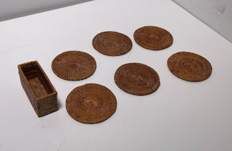 Weaved Rattan Coasters Round