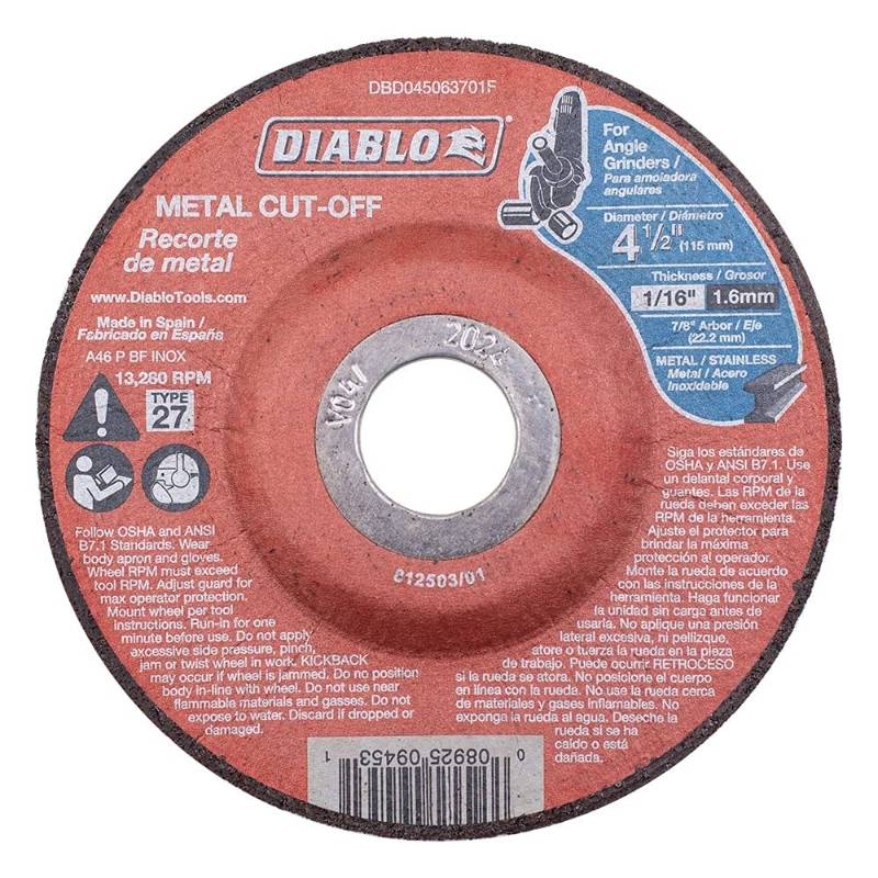 CUT OFF WHEEL - DIABLO METAL CUT OFF WHEEL TYPE 27 4 1/2 Inch