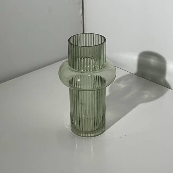 Hollyone Smoked Ribbed Glass Vase
