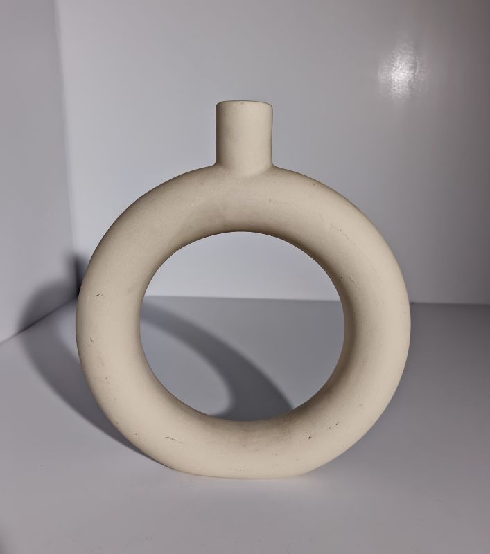 Rustic Ceramic Donut Vase