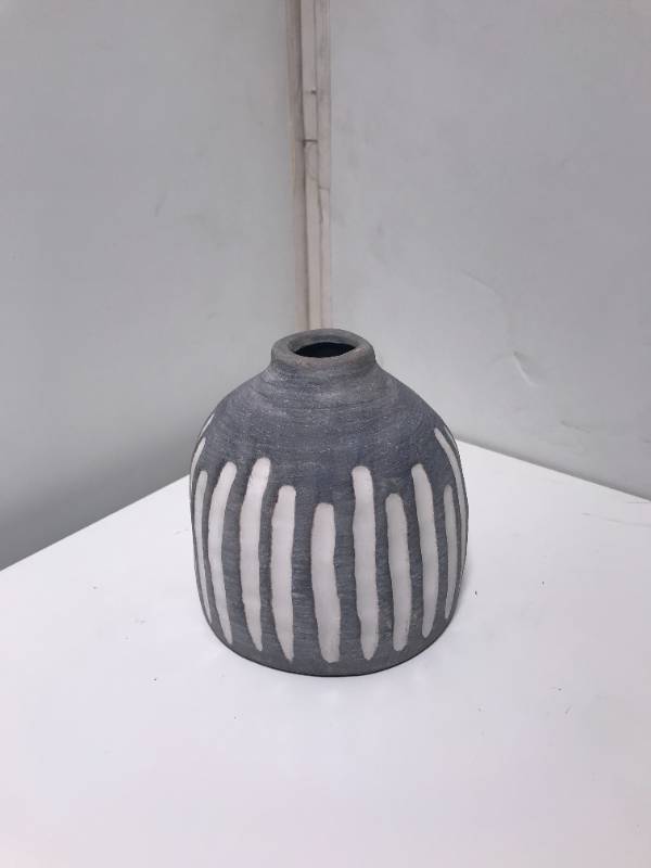 Striped Charcoal Vase