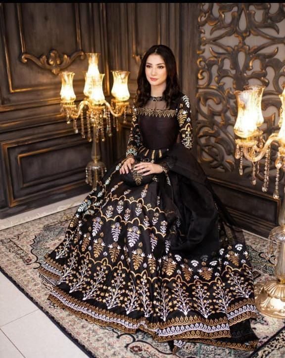 3 pcs Women's Stitched Silk  Embroidered Maxi Suit