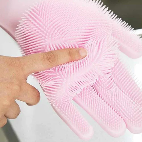 New Multipurpose Reusable Magic Silicone Dish Washing Gloves Pair