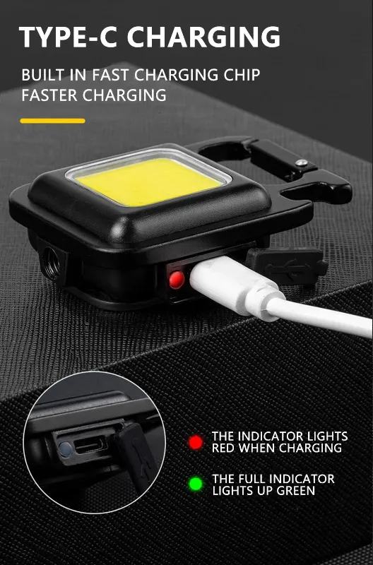 COB Light Portable Keychain Lamp – USB Rechargeable
