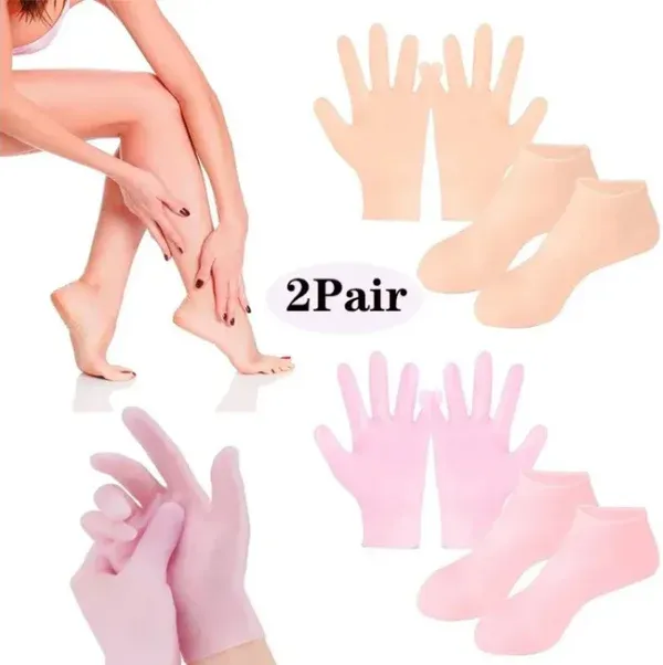 Pack of 2 Moisturizing Silicone Spa Gel Gloves & Socks