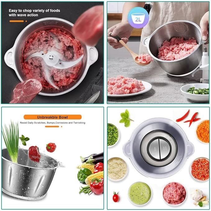 2.0 Litre Premium Quality Meat & Vegetable Push Steel Chopper