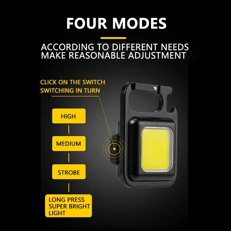 COB Light Portable Keychain Lamp – USB Rechargeable