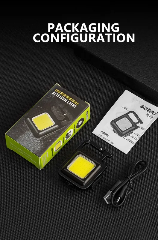 COB Light Portable Keychain Lamp – USB Rechargeable