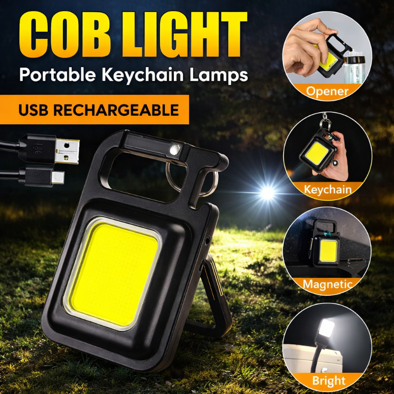 COB Light Portable Keychain Lamp – USB Rechargeable