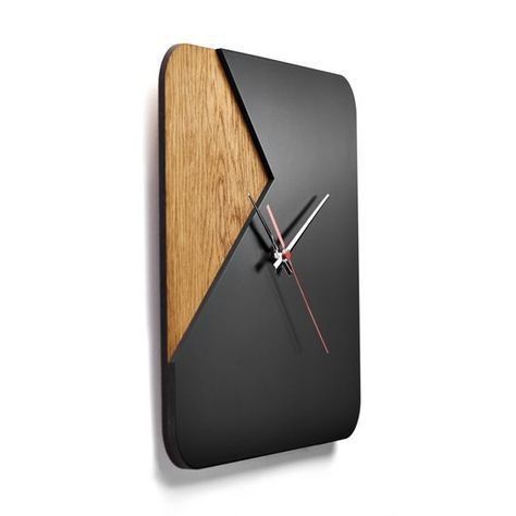 Modern Wooden & Matte Black Wall Clock – Contemporary Designer Décor