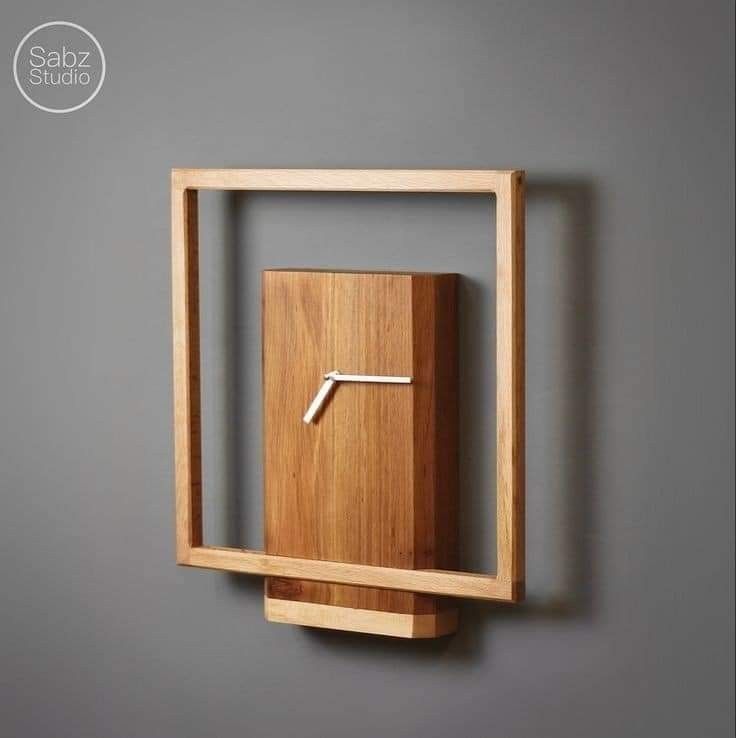 Modern Minimalist Wooden Wall Clock – Handmade Square Frame Design