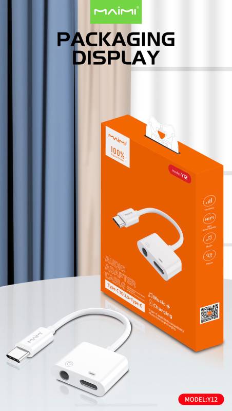 Maimi Y12 - Type C to 3.5MM & Charging Adapter