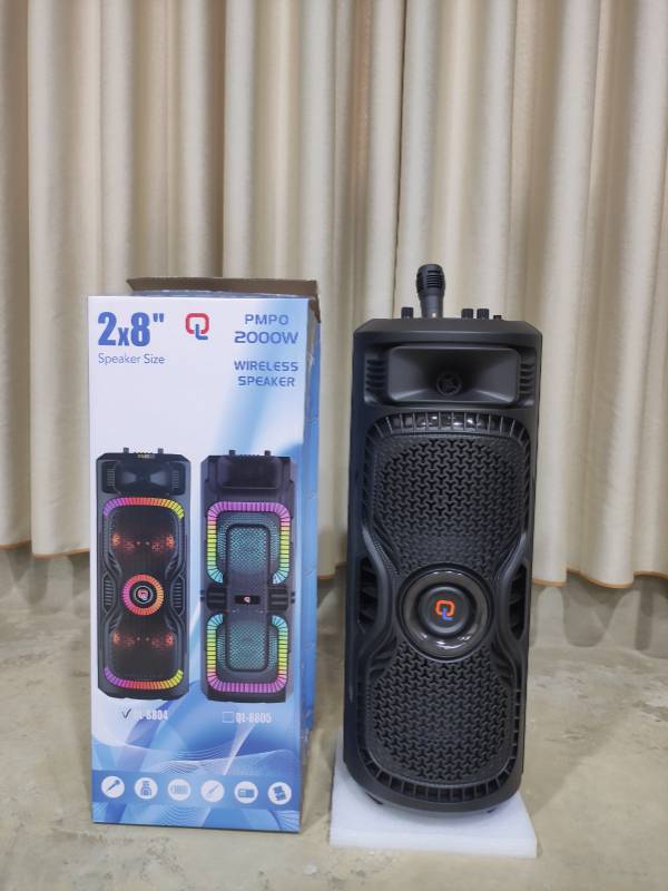 QL - 8805 8"x2 Bluetooth Speaker with Wireless Mic