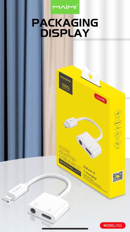 Maimi Y11 - Lighting to 3.5MM & Charging Adapter