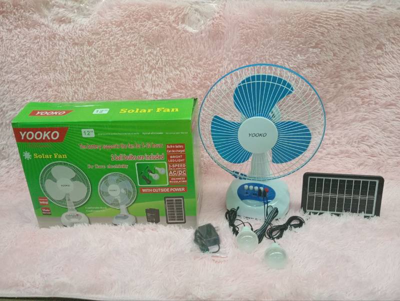 Yooko 12" AC/DC အားသွင်း ပန်ကာ ( Solar မပါ )