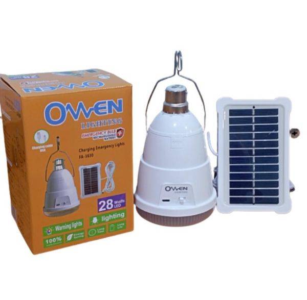 Owen 28W Solar အားသွင်းမီးသီး - AC/DC