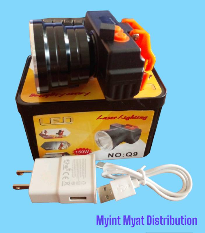Laser Q9 - ဓာတ်ခဲ ၂လုံးပါ  ခေါင်းစီးဓာတ်မီး