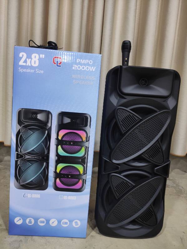 QL - 8803 8"x2 Bluetooth Speaker with Wireless Mic