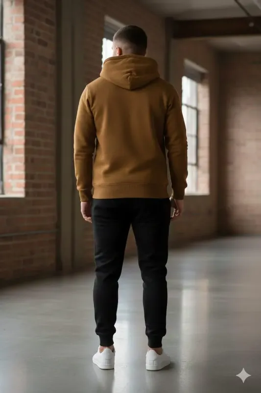 67 Contrast Brown Fleece Printed Hoodie Track Suit