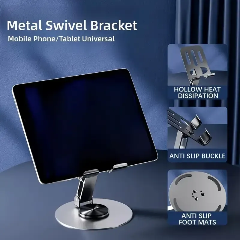 Mobile Stand - Mobile Phone Holder Broadcast Mobile Phone Holder 360 Degree Rotation Adjustment Folding Lazy Tablet Desktop Mobile Phone Holder - Stainless Steel