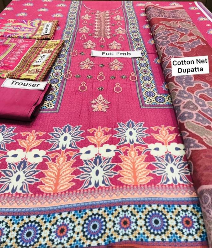 Women's Unstitched Lawn Embroidered Suit