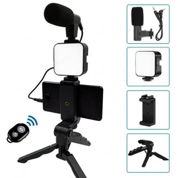 Ay-49 Video Making Kit Vlogging Tripod Triple Band Light