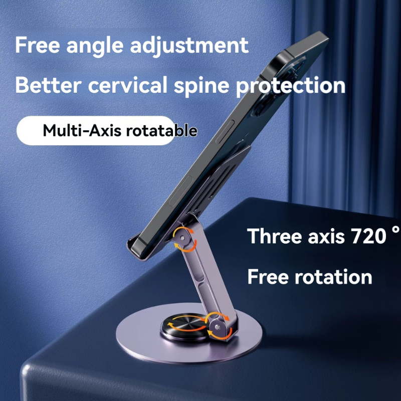 Mobile Stand - Mobile Phone Holder Broadcast Mobile Phone Holder 360 Degree Rotation Adjustment Folding Lazy Tablet Desktop Mobile Phone Holder - Stainless Steel