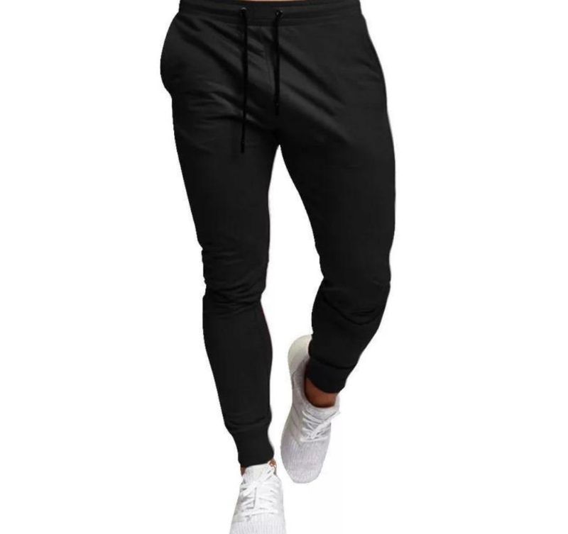 Men's Polyester Plain Zipper Track Suit - 2 Pcs Set in Black